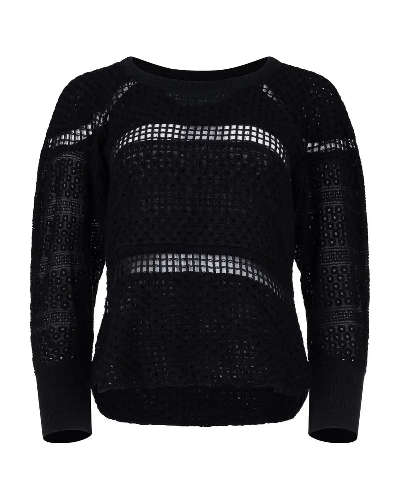 Isabel Marant black crochet raglan sleeve sweater thumbnail