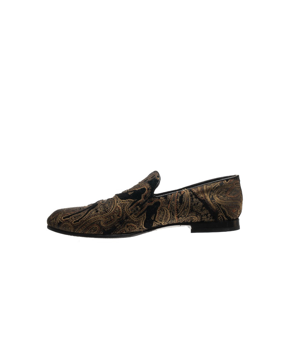 Jimmy Choo gold Paisley slip-on shoes
