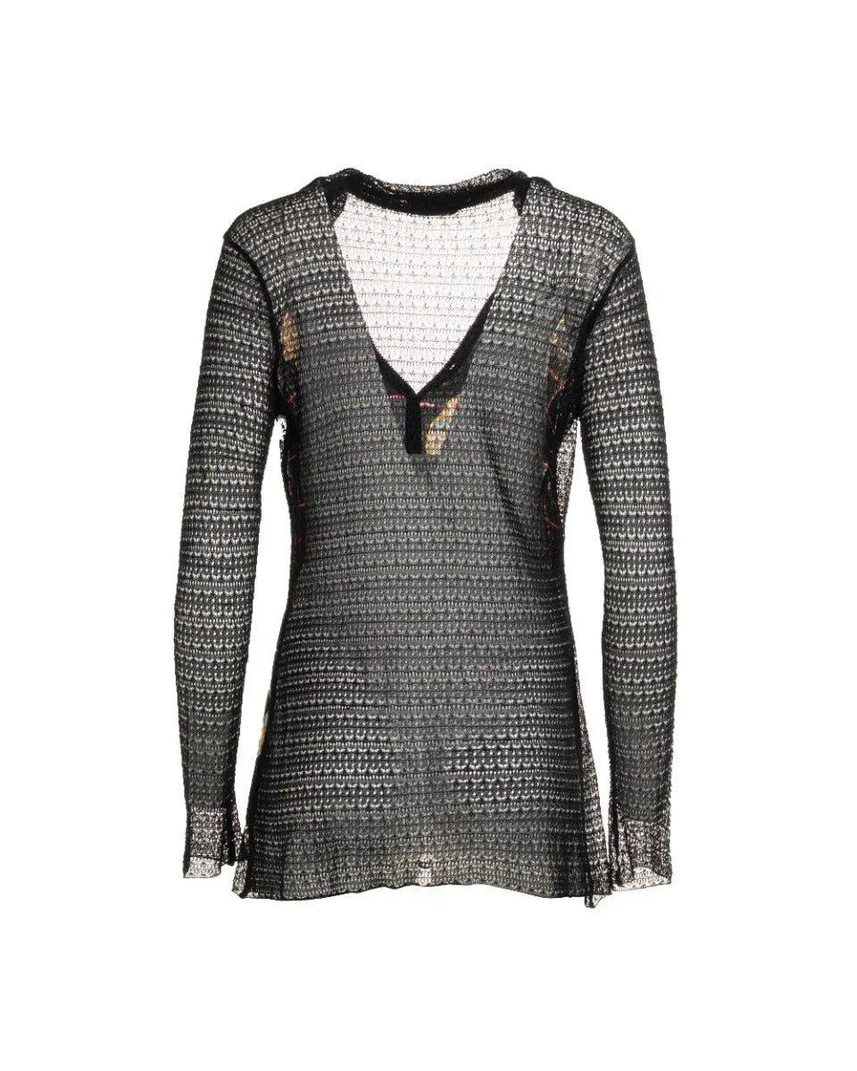 John Galliano Floral Peacock sheer blouse top