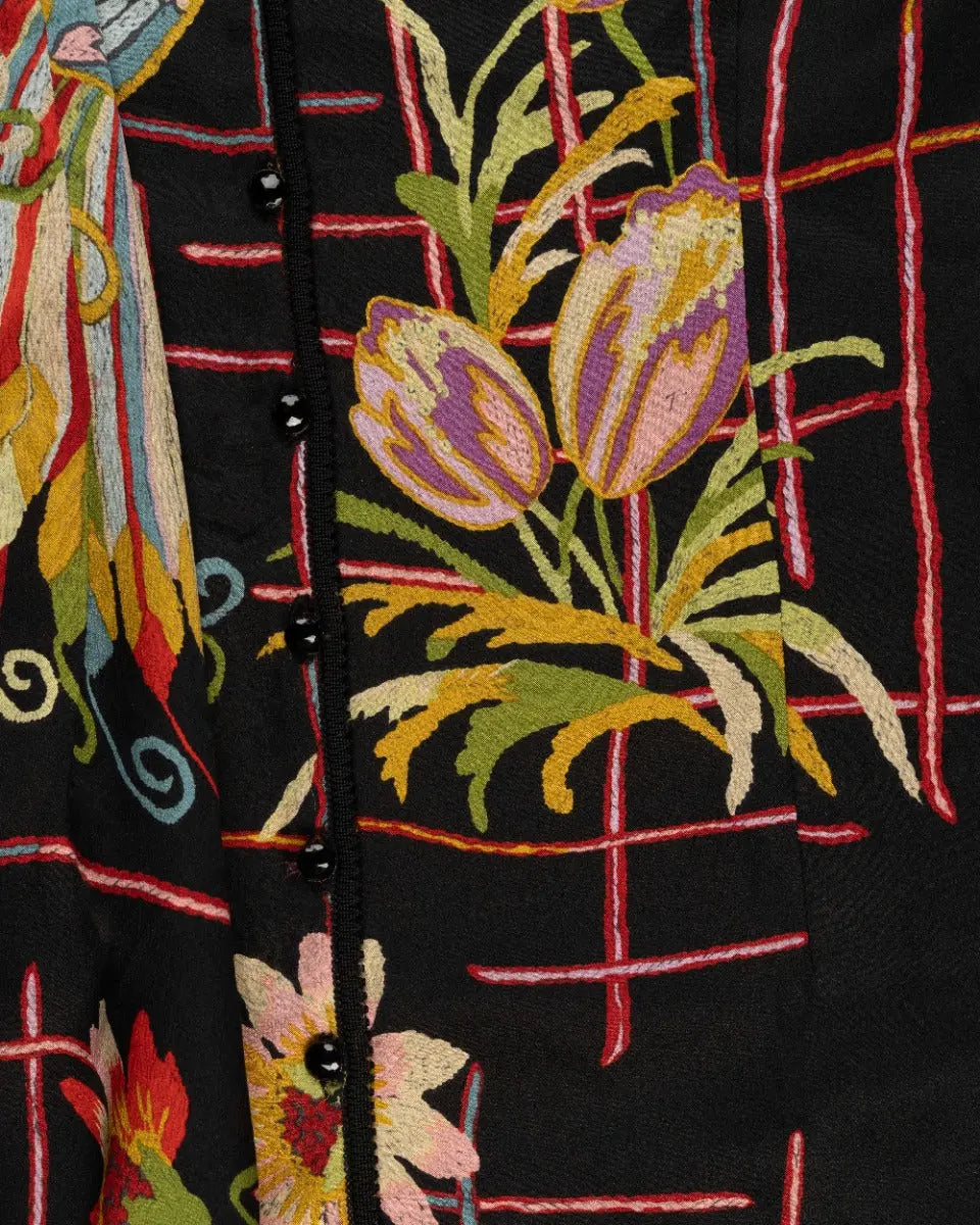 John Galliano Floral Peacock sheer blouse top