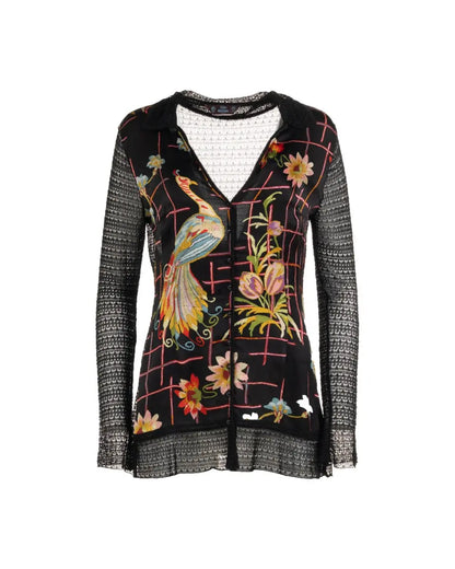 John Galliano Floral Peacock sheer blouse top John Galliano