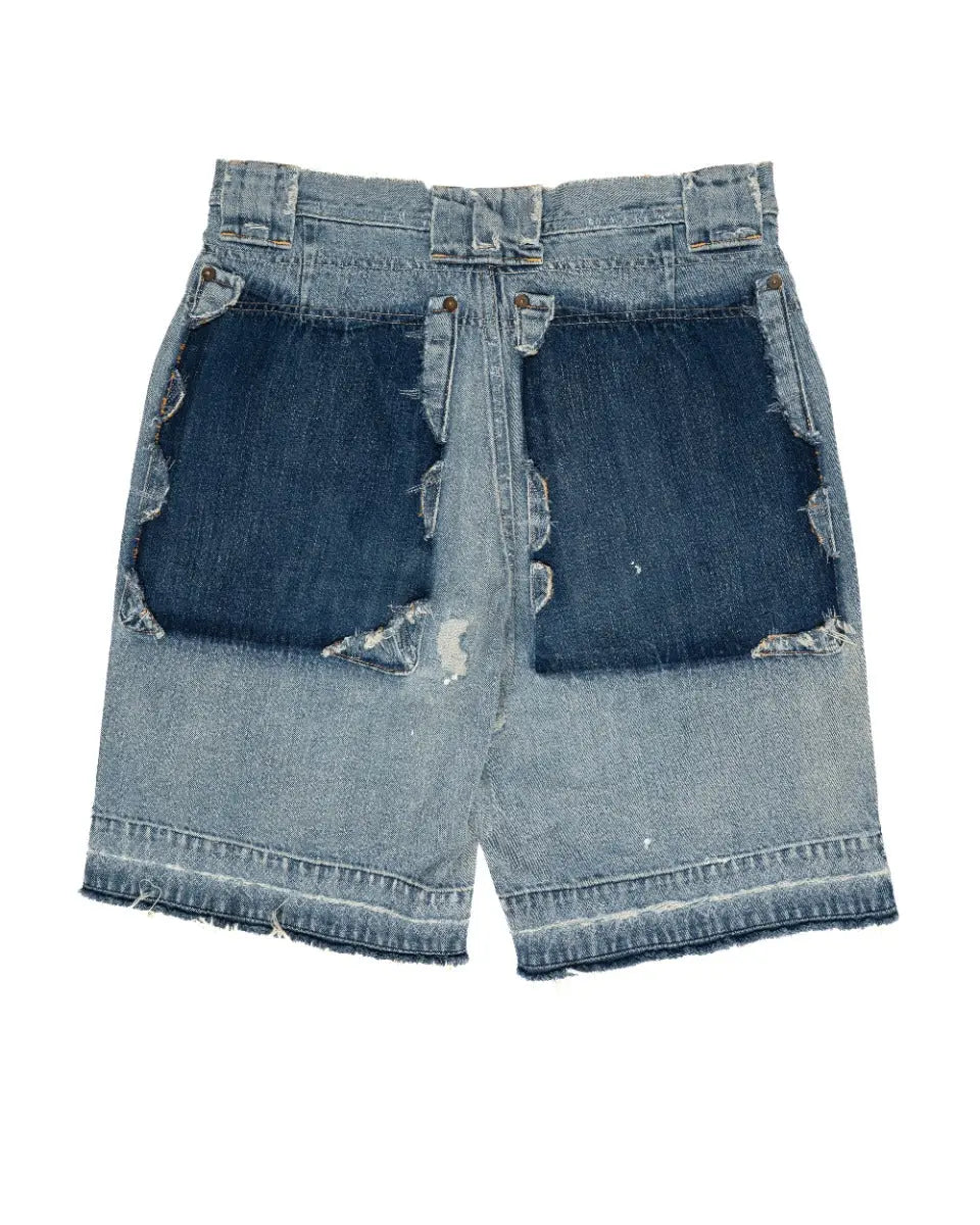 Kapital damaged pockets repaired denim shorts Kapital