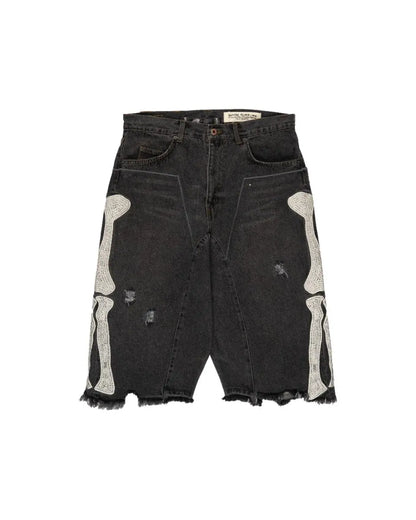 Kapital Kountry 14oz skeleton bones denim shorts Kapital