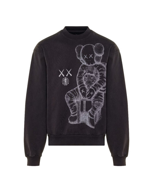 Kaws x Kid Cudi Moon Man front print crewneck sweatshirt Kaws