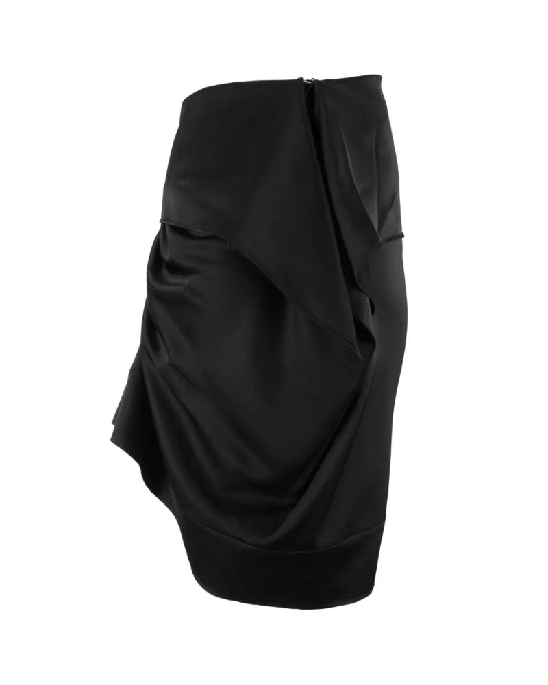 Loewe asymmetric raw black satin skirt thumbnail