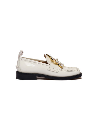 Loewe pearl embossed white patent leather loafers Loewe
