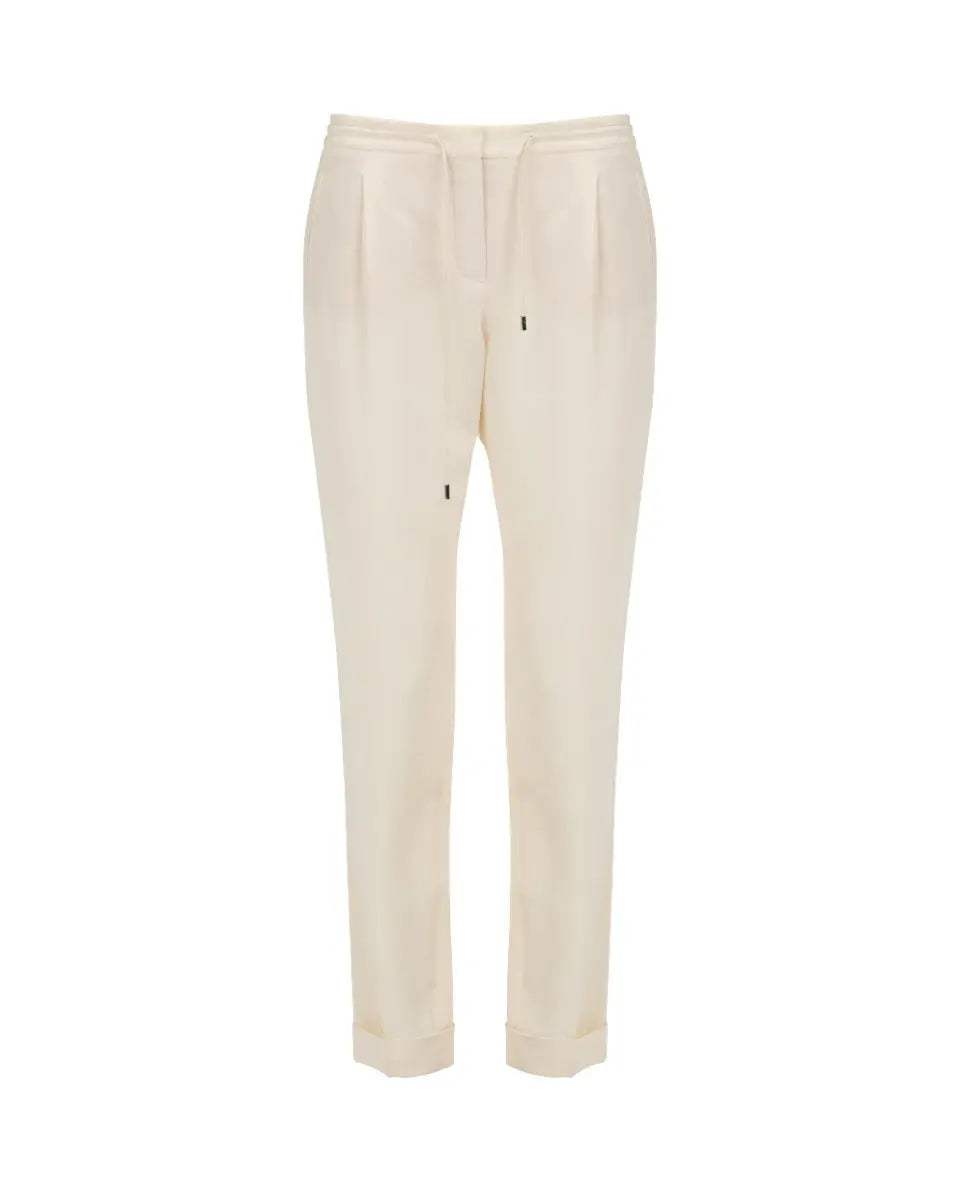 Loro Piana Crepe cream silk drawstring pants Loro Piana