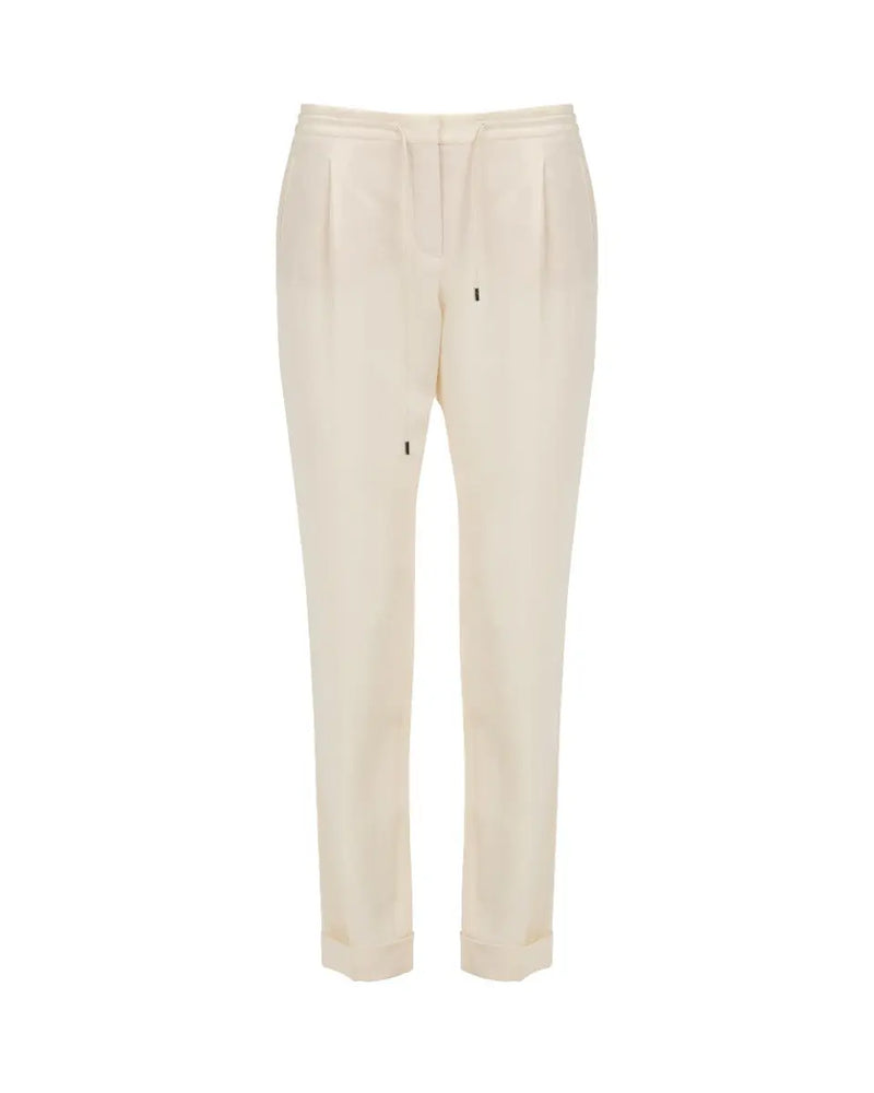 Loro Piana Crepe cream silk drawstring pants thumbnail