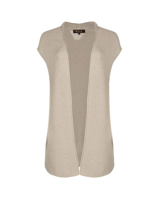 Loro Piana patterned silk neutral white vest sweater Loro Piana