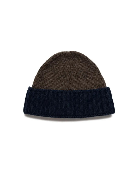 Loro Piana two-tone rib knitted cashmere brown/navy beanie Loro Piana