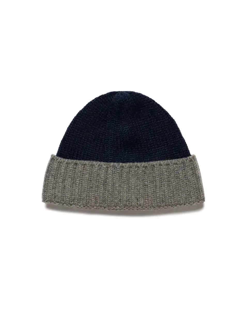 Loro Piana two-tone rib knitted cashmere navy/grey beanie Loro Piana
