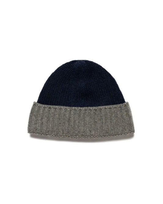 Loro Piana two-tone rib knitted cashmere navy/grey beanie Loro Piana