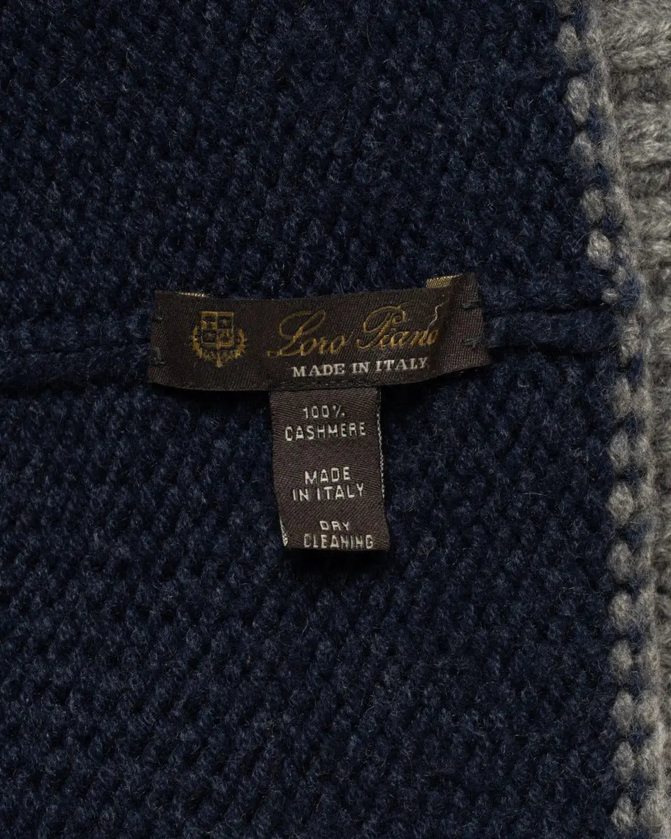 Loro Piana two-tone rib knitted cashmere navy/grey beanie Loro Piana