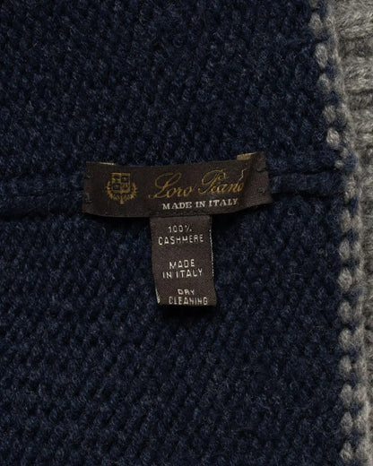 Loro Piana two-tone rib knitted cashmere navy/grey beanie Loro Piana