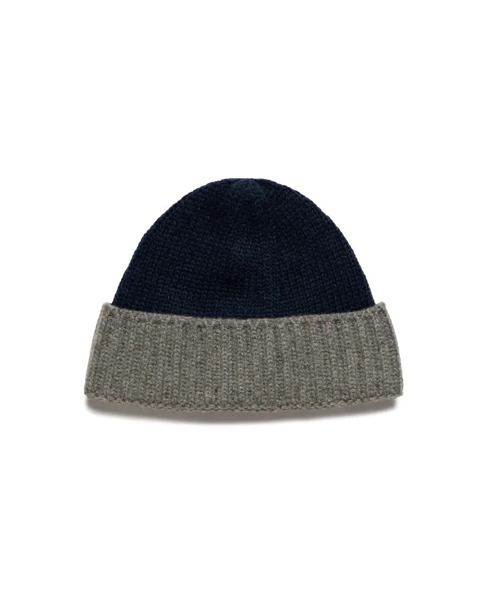 Loro Piana two-tone rib knitted cashmere navy/grey beanie Loro Piana