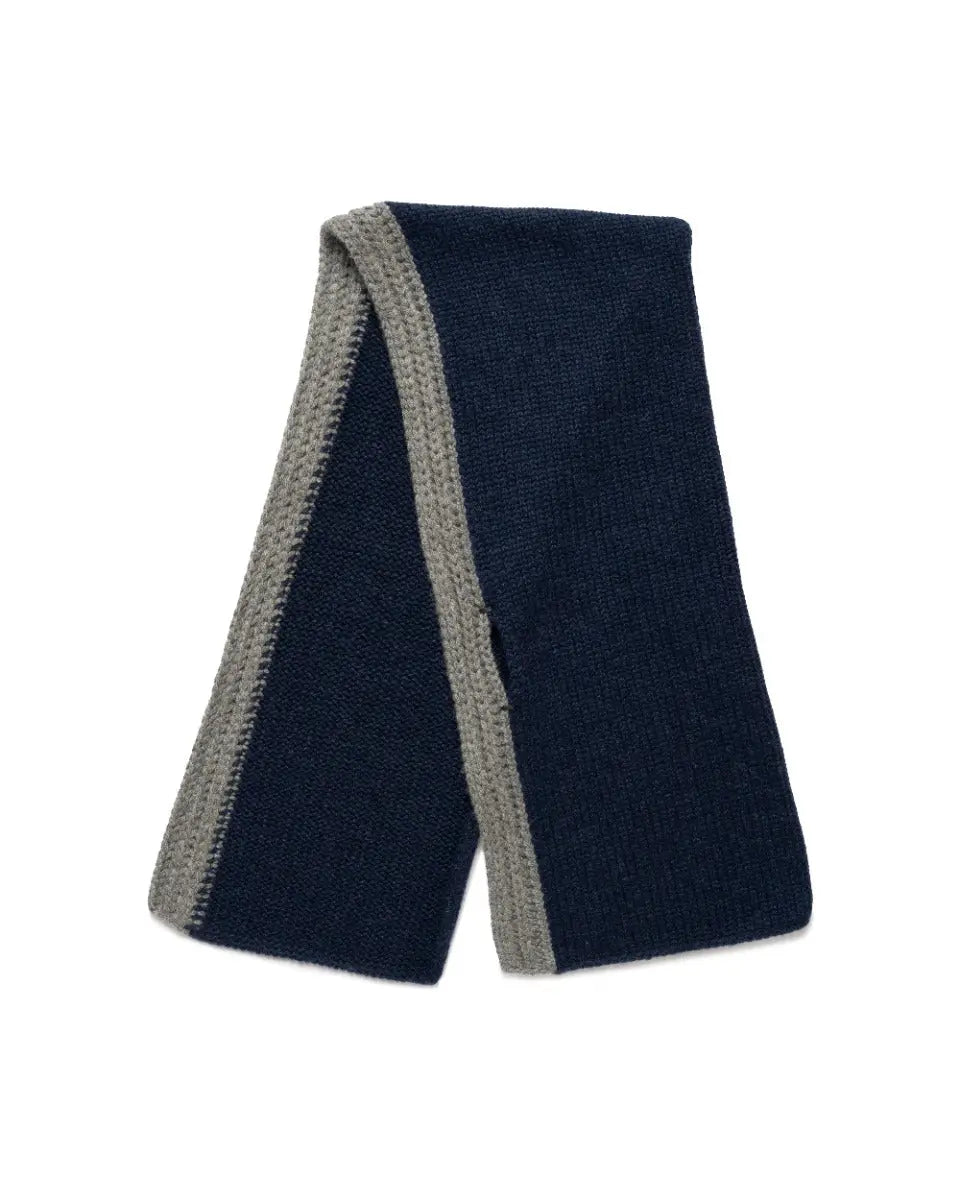 Loro Piana two-tone rib knitted cashmere navy/grey scarf - one size Loro Piana