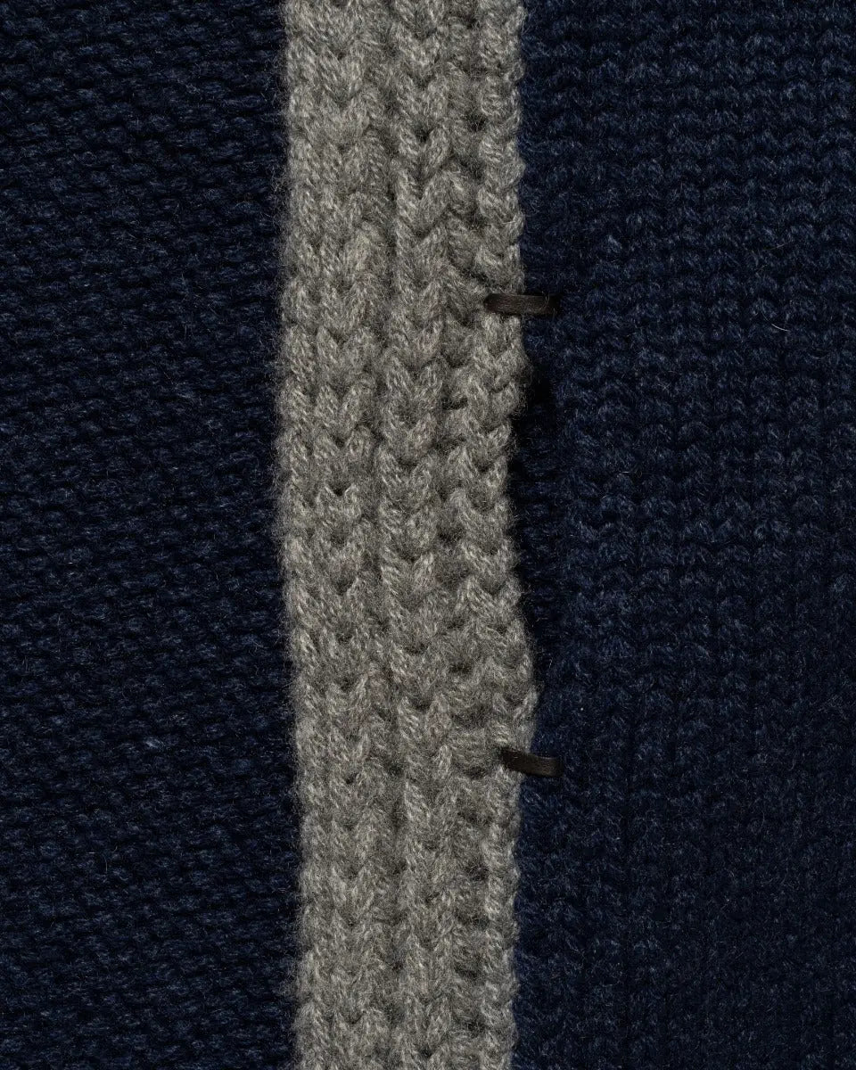 Loro Piana two-tone rib knitted cashmere navy/grey scarf - one size