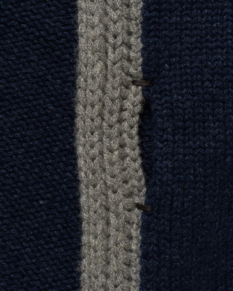 Loro Piana two-tone rib knitted cashmere navy/grey scarf - one size thumbnail