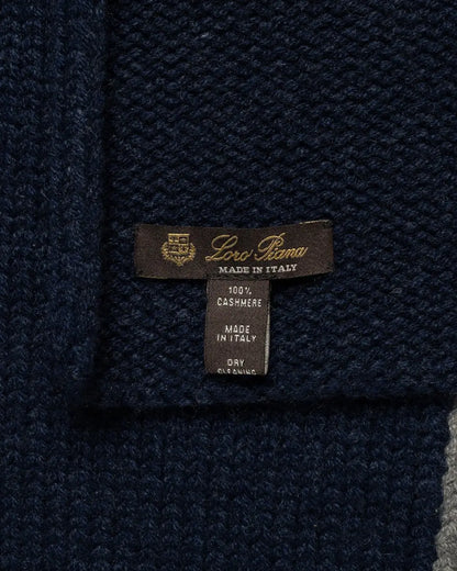 Loro Piana two-tone rib knitted cashmere navy/grey scarf - one size Loro Piana
