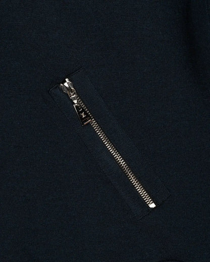 Louis Vuitton leather-detailed knitted navy jacket Louis Vuitton