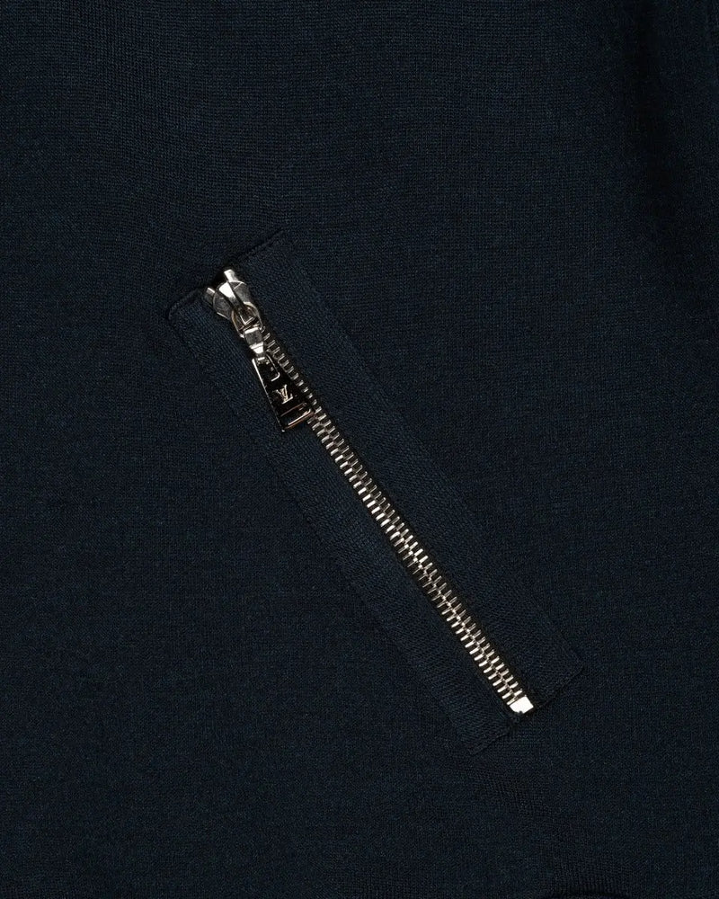 Louis Vuitton leather-detailed knitted navy jacket thumbnail
