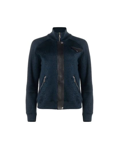 Louis Vuitton leather-detailed knitted navy jacket Louis Vuitton