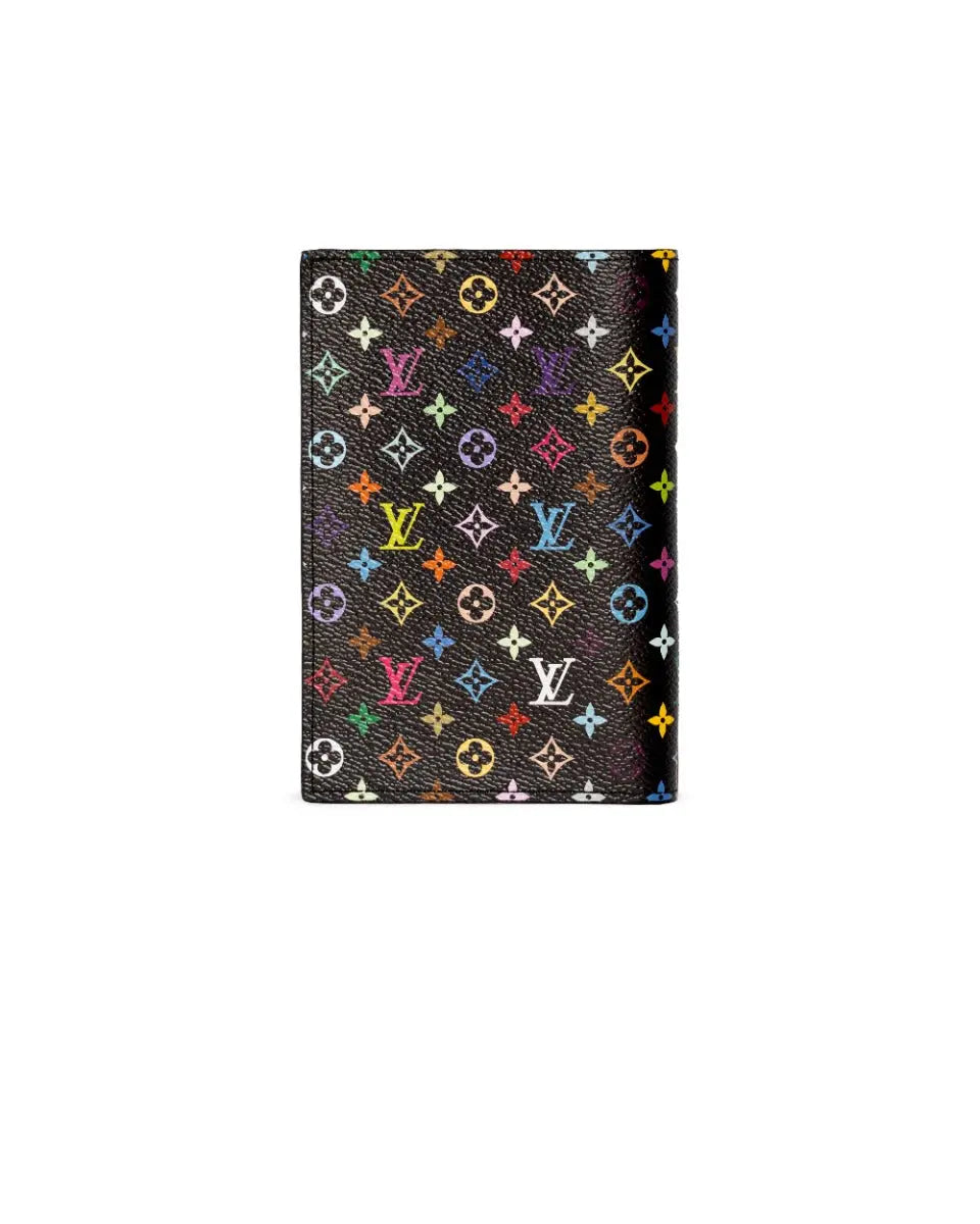 Louis Vuitton x Takashi Murakami black passport cover