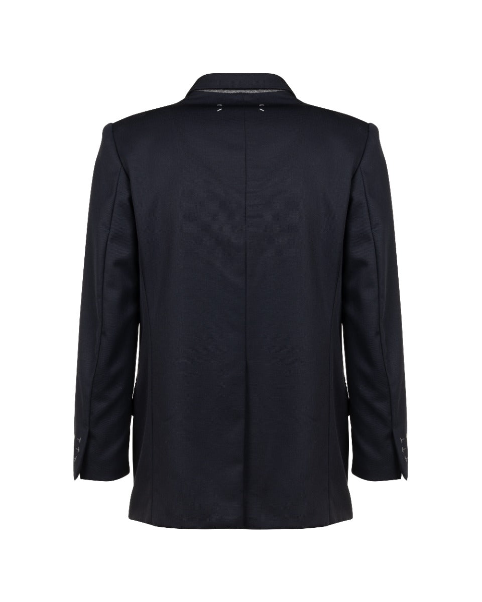 Maison Margiela 10 single-breasted virgin wool navy blazer jacket