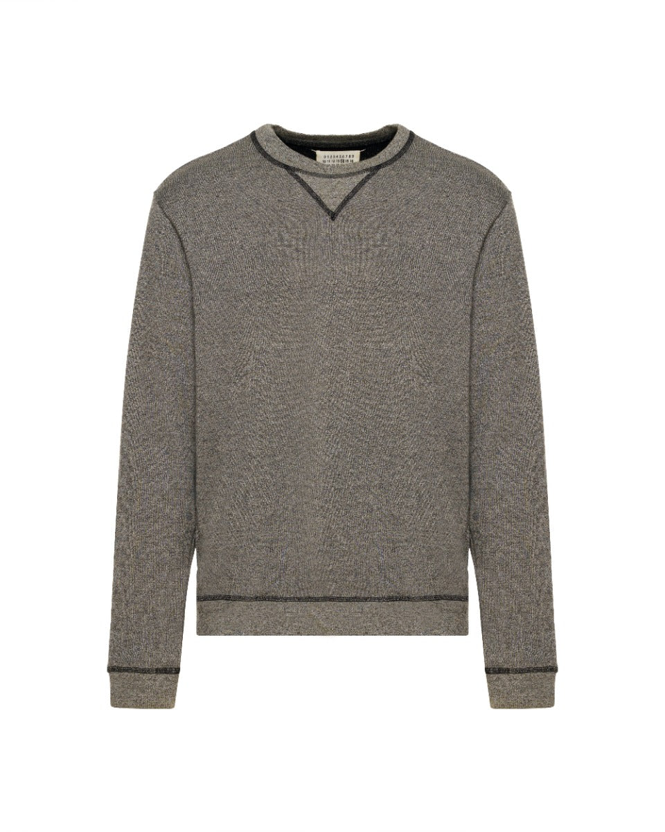 Maison Margiela 14 leather elbow-patch crewneck sweater