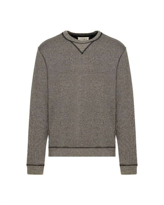 Maison Margiela 14 leather elbow-patch crewneck sweater Maison Margiela
