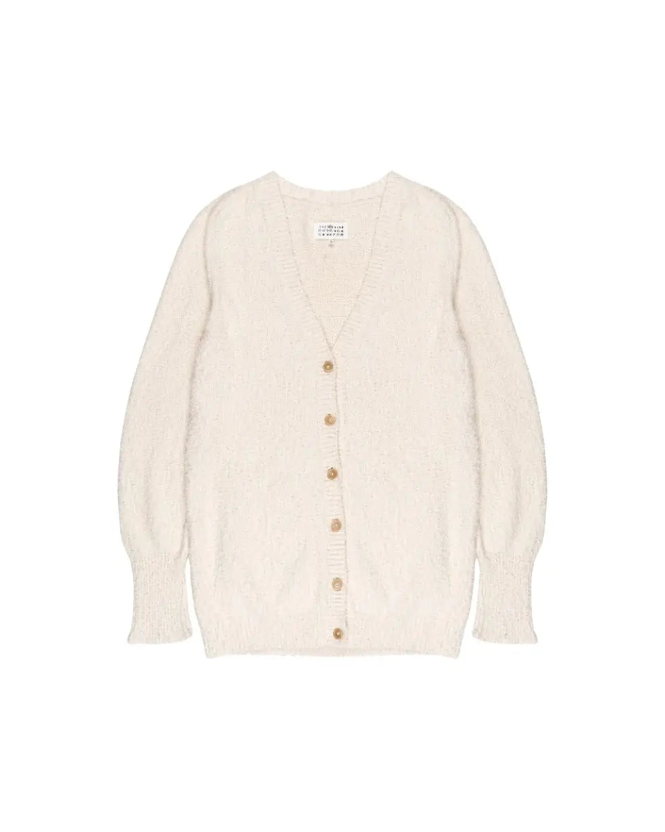 Maison Margiela 4 Ivory pilled cardigan sweater Maison Margiela