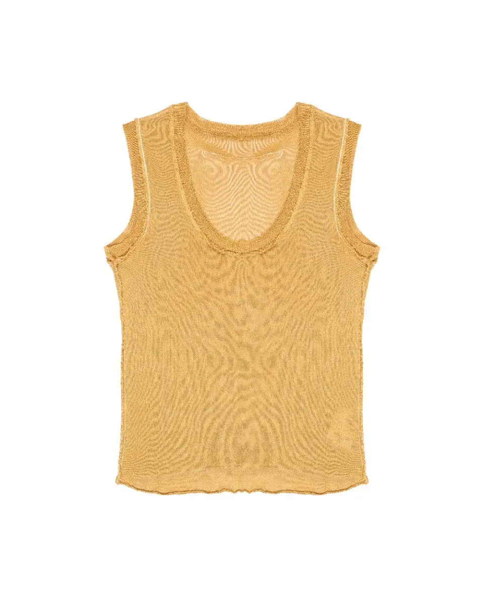 Maison Margiela MM6 metallic gold viscose tank top