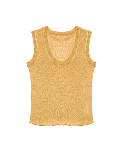 Maison Margiela MM6 metallic gold viscose tank top Maison Margiela