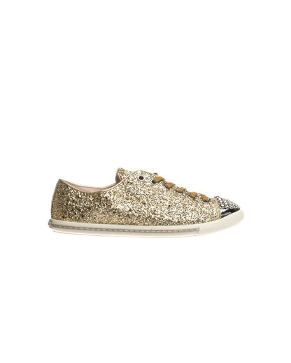 Miu Miu jeweled gold glitter sneakers Miu Miu