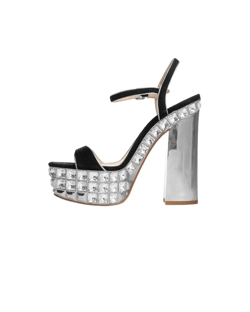 Miu Miu jeweled platform ankle heels