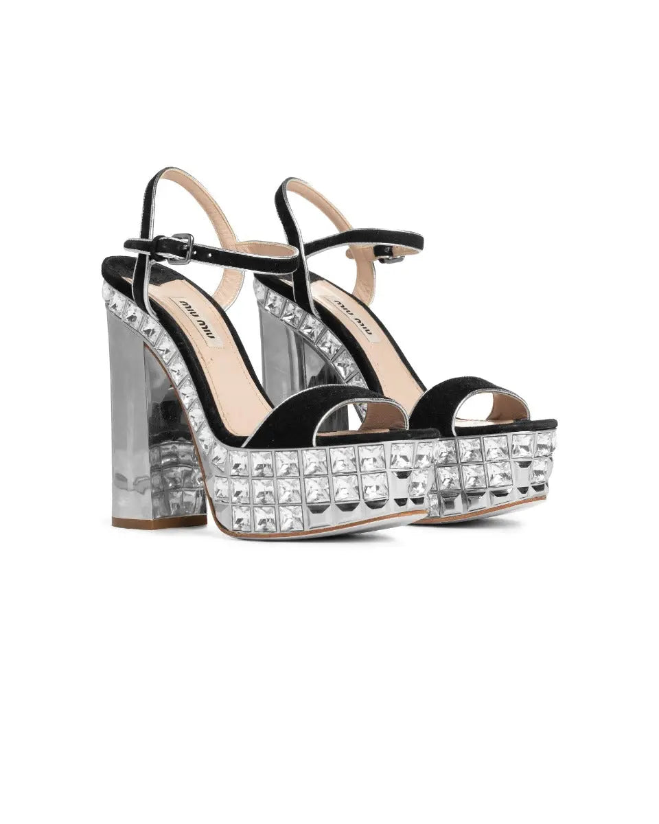 Miu Miu jeweled platform ankle heels