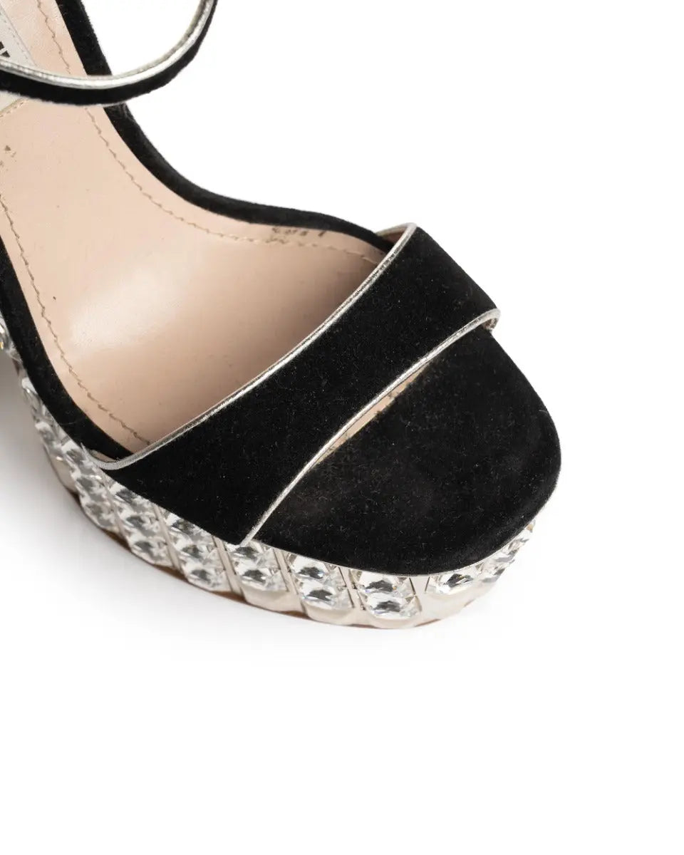 Miu Miu jeweled platform ankle heels