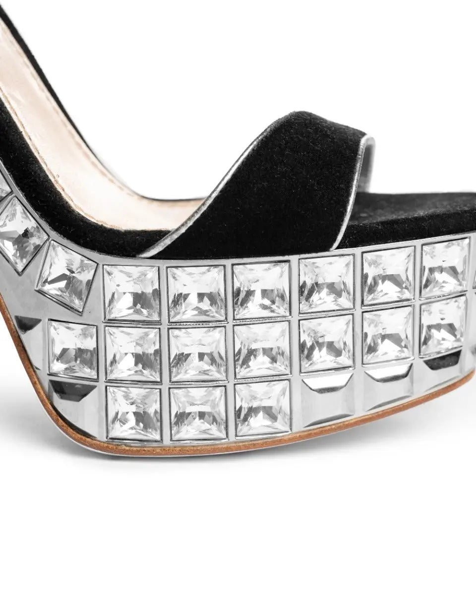Miu Miu jeweled platform ankle heels Miu Miu
