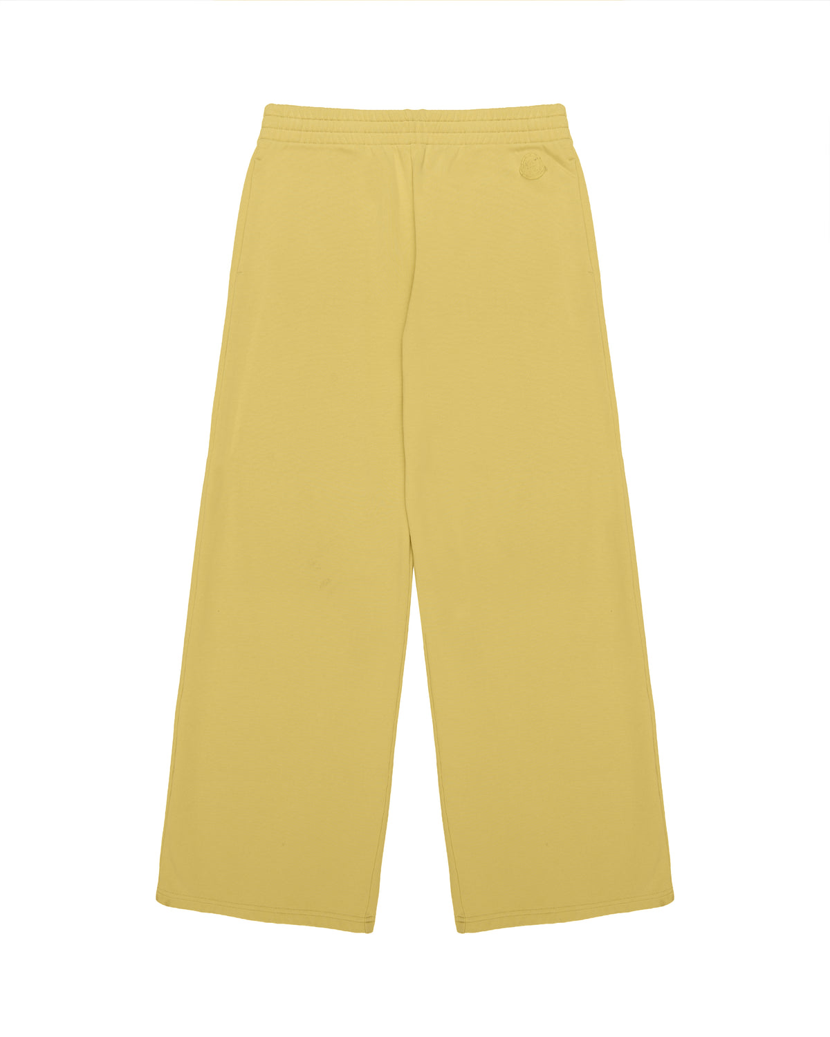 Moncler logo patch wide leg yellow sweatpants