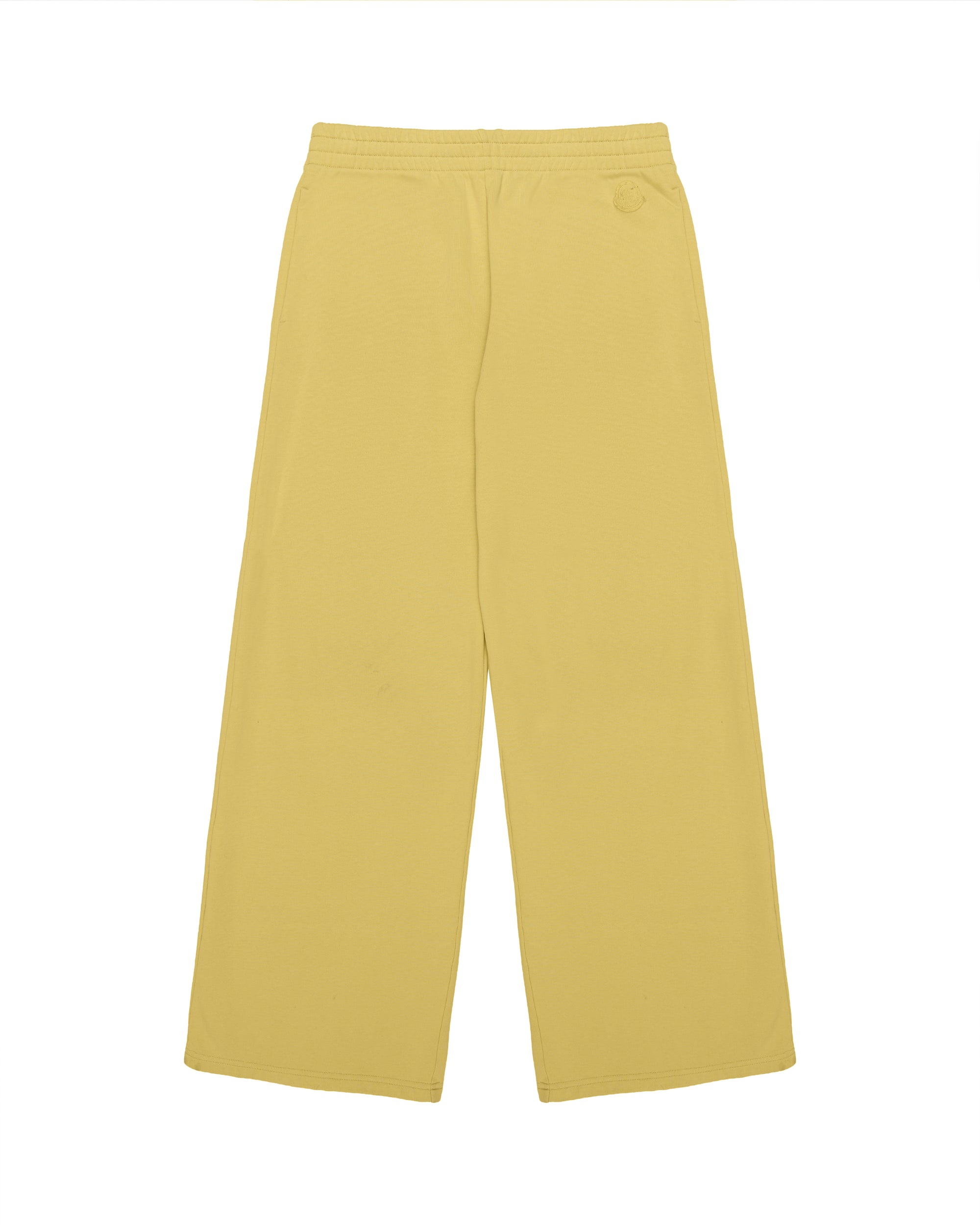 Moncler logo patch wide leg yellow sweatpants