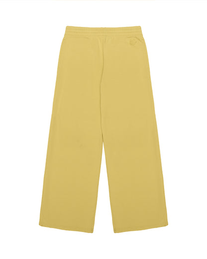 Moncler logo patch wide leg yellow sweatpants