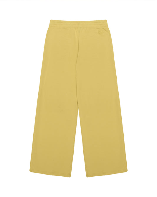 Moncler logo patch wide leg yellow sweatpants