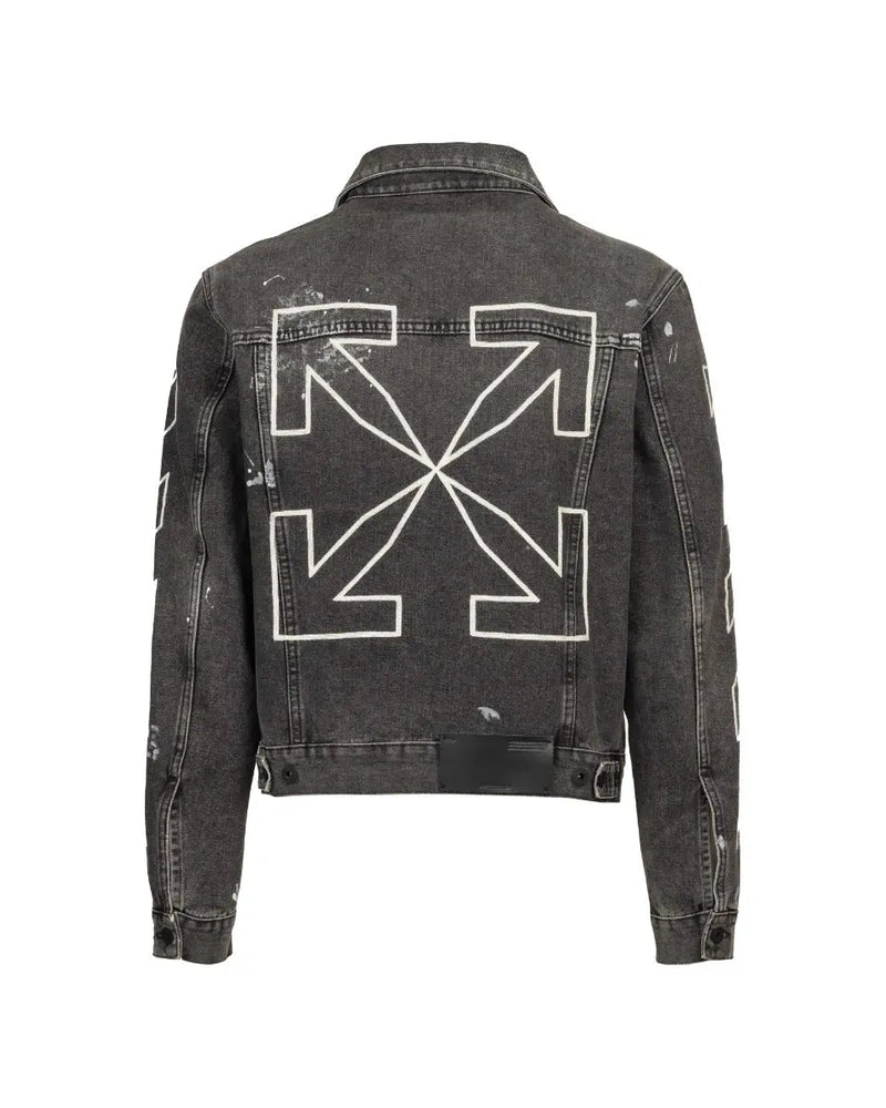 Off-White "Seasonal" distressed denim trucker jacket thumbnail