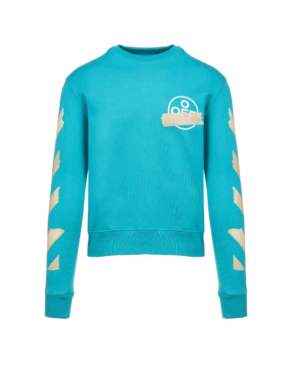 Off-White Tape Diag Arrow turquoise crewneck sweatshirt
