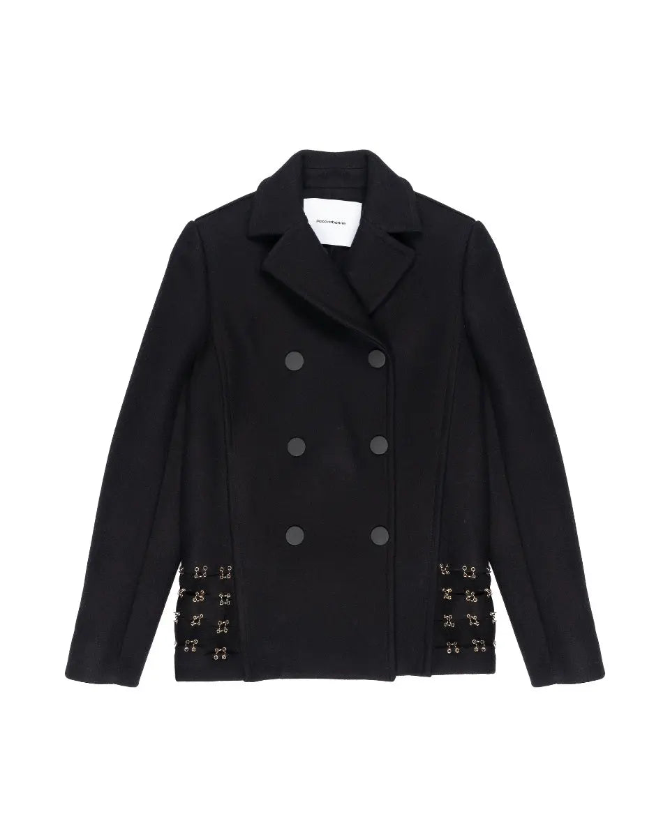 Paco Rabbane pierced wool pea coat