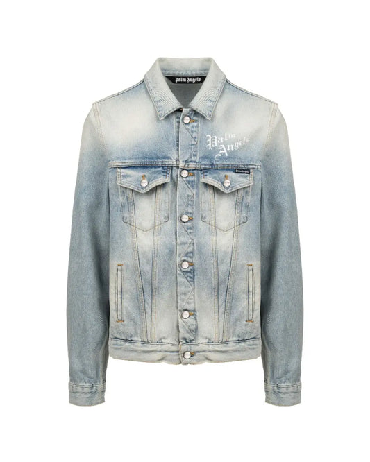Palm Angels Sacred Heart blue trucker denim jacket Palm Angels