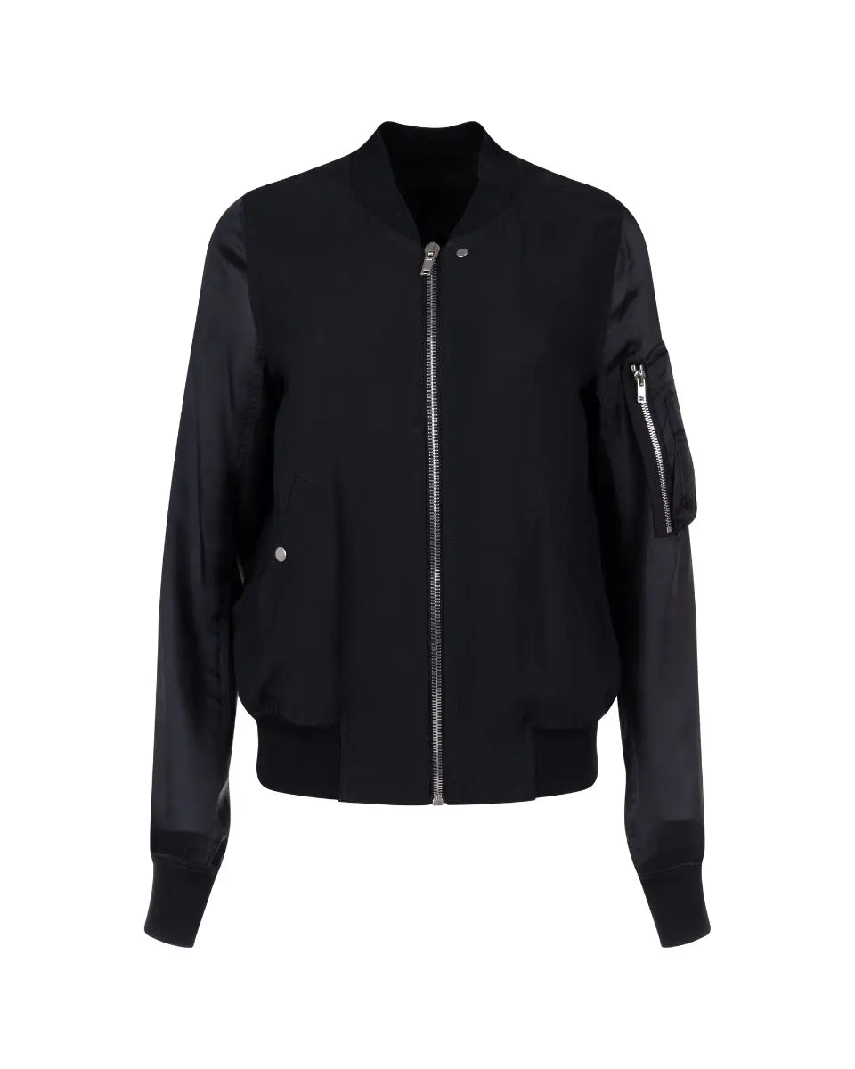 Rick Owens pleated-back black bomber jacket