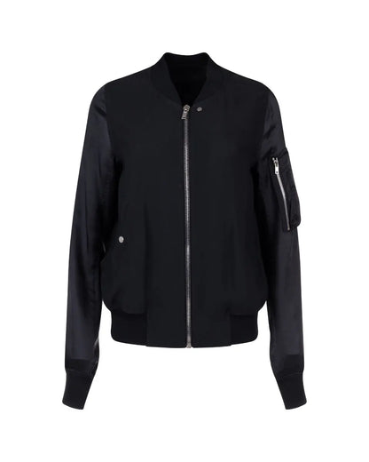 Rick Owens pleated-back black bomber jacket Rick Owens