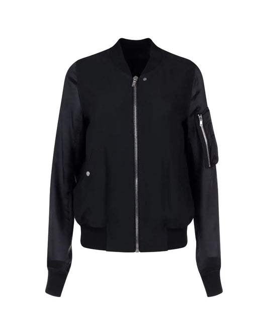 Rick Owens pleated-back black bomber jacket Rick Owens