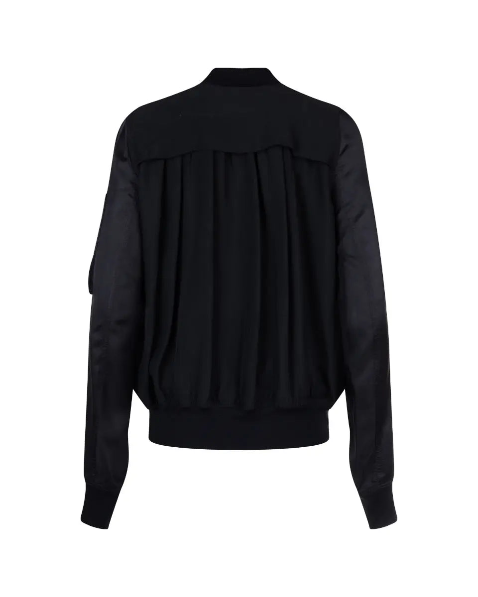 Rick Owens pleated-back black bomber jacket